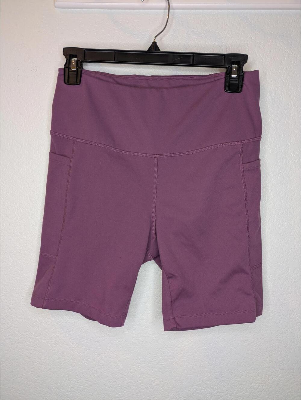 Danskin Women's Bike Shorts Medium Purple High Waist Side Pockets Athletic